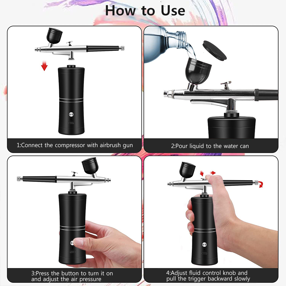 Airbrush Kit With Mini Compressor - Set Alat Semprot Cat Mini Isi