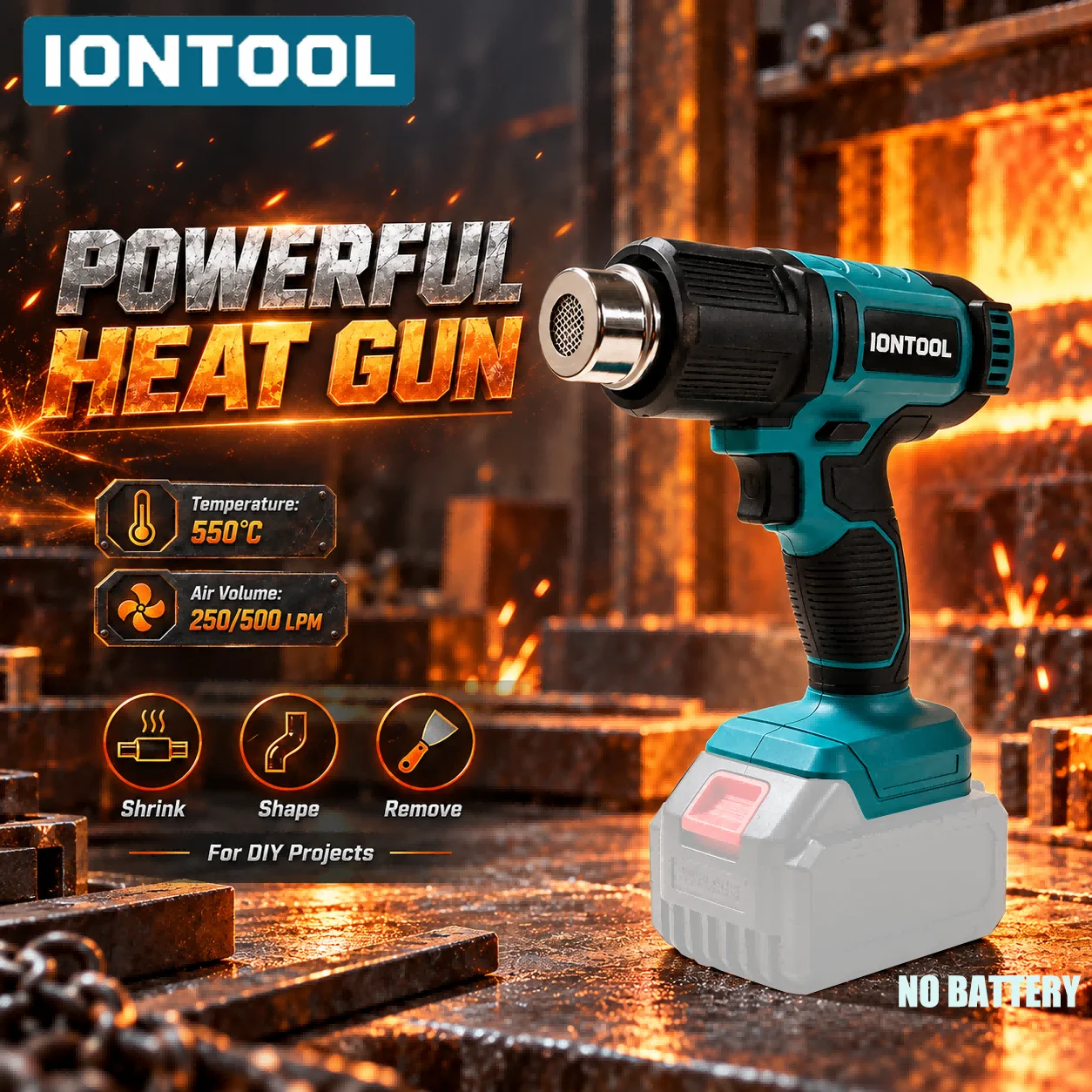 Cordless Heat Gun For Shrink Tubing - Pistol Panas Tanpa Kabel IONTOOL 550