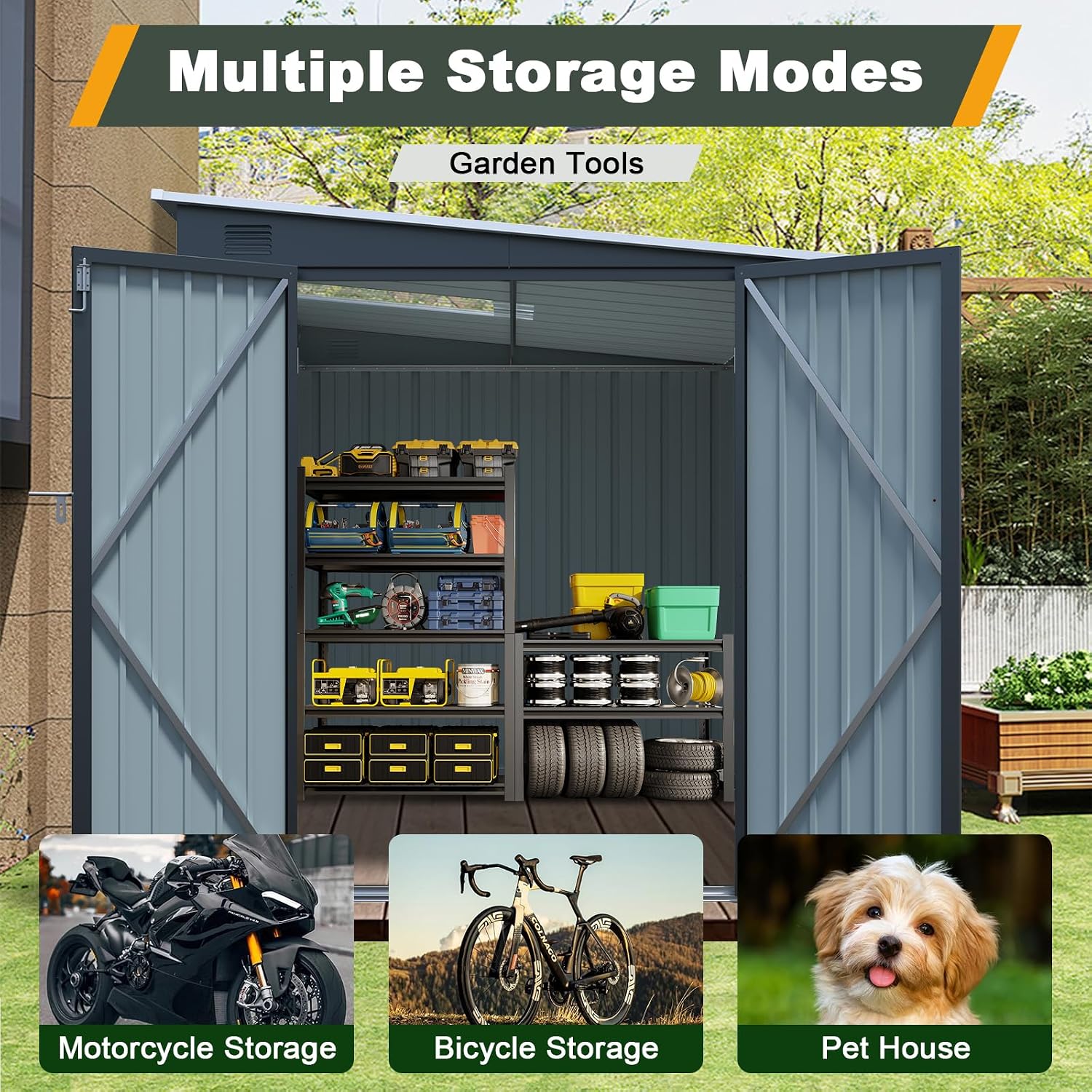 Gudang Logam 6x8 FT dengan Pin - Garden Tools ulasan dan harga